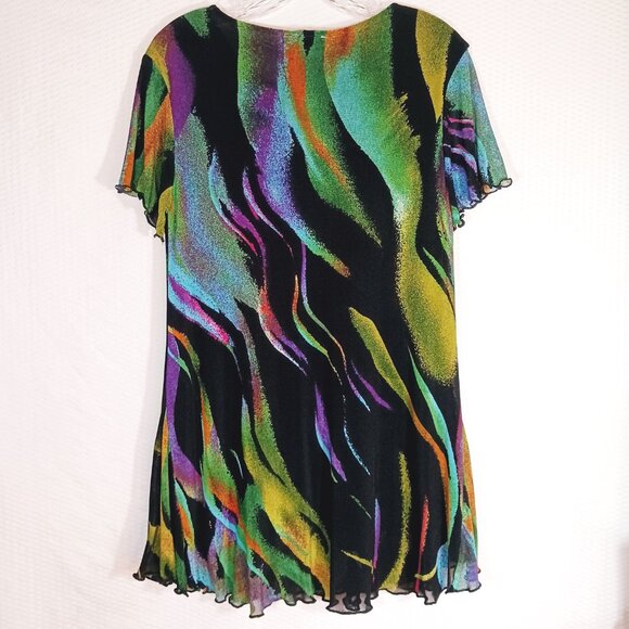 Serengeti Colorful Long Ruffle Tunic with Neck Sparkles Size S - Picture 5 of 11